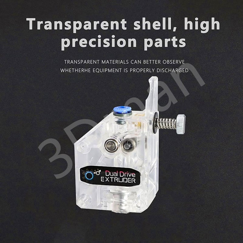 3Dman Bowden Dual Drive Extruder Universal Geared Extruder for Ender 3 V2/Pro, Ender 3 Series, CR10 Series, Mega S, Tevo Tornado, Wanhao D9, Anet A8 E10, Prusa I3 and DIY 3D Printer, Transparent - Image 4